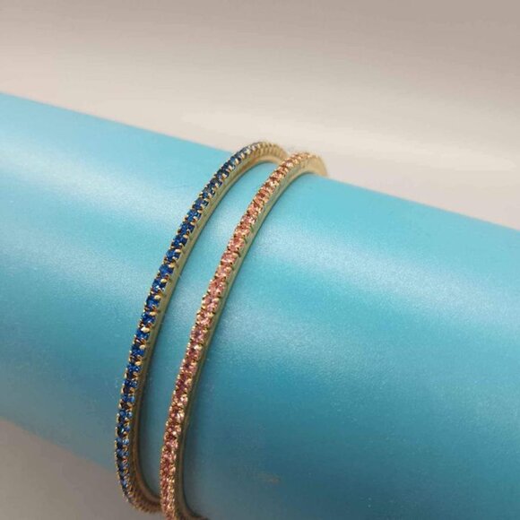 Fifth Avenue swarovski crystal bangles pink & blue - Picture 2 of 3